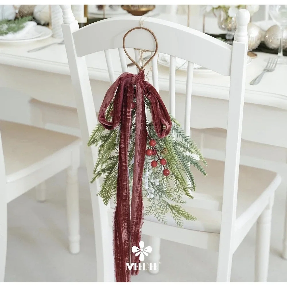 C0013-Meedee Rust Crinkle Velvet Ribbon Frayed Edge 3